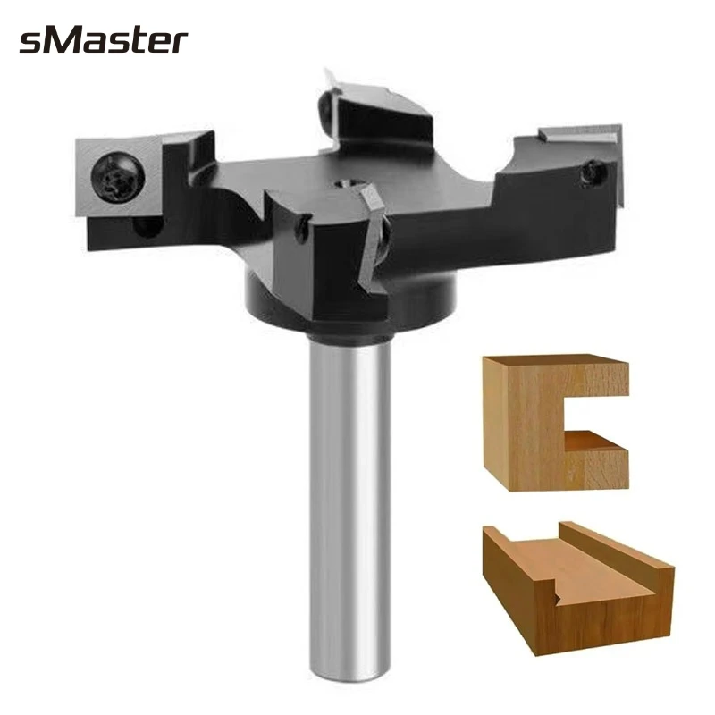 CNC Spoilboard Surfacing Router Bits 4 Flutes Rotation Carbide Insert Slab Flattening&Rabbeting Flycutter Planing Bit
