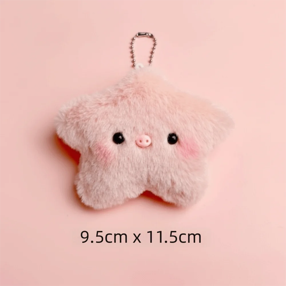 Cartoon Design Pig Keychain Soft Material Creative Shape Stuffed Pendant Scarf Bib Detail Fluffy Texture Cartoon Pig Doll
