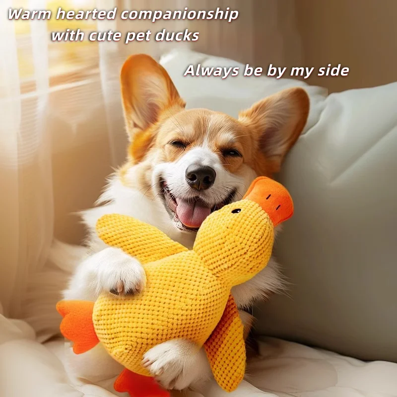 Sleeping dog toy duck toy to relieve boredom little yellow duck pet interactive plush doll pet supplies anti-duck quacking