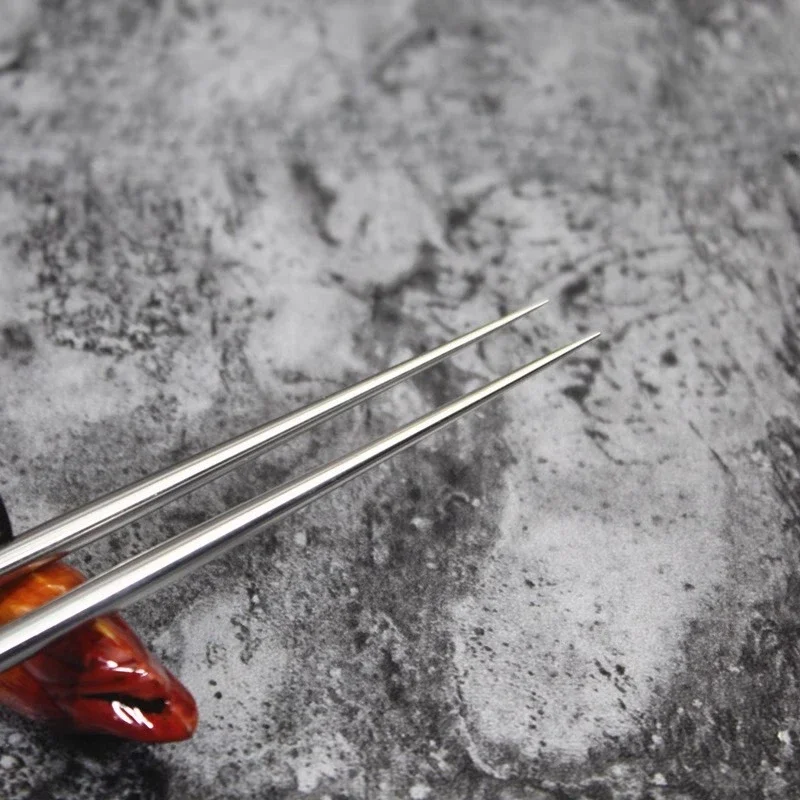 Black-handled, pointed stainless steel sashimi chopsticks, Japanese sushi dishes, takoyaki, salmon tempura chopsticks