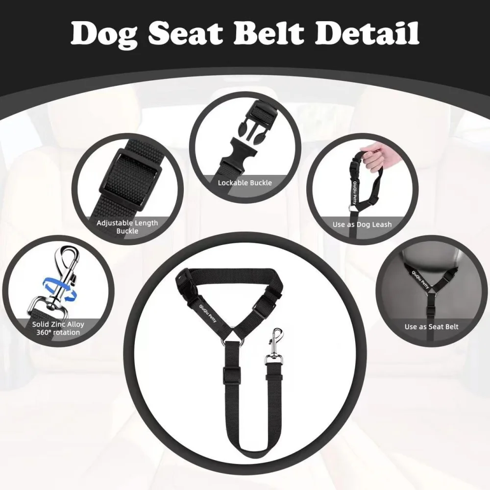 Solid Color Two-in-one Pet Car Seat Belt Nylon Lead Leash Backseat Safety Belt Adjustable Dogs Harness Collar Pet Accessories view 5
