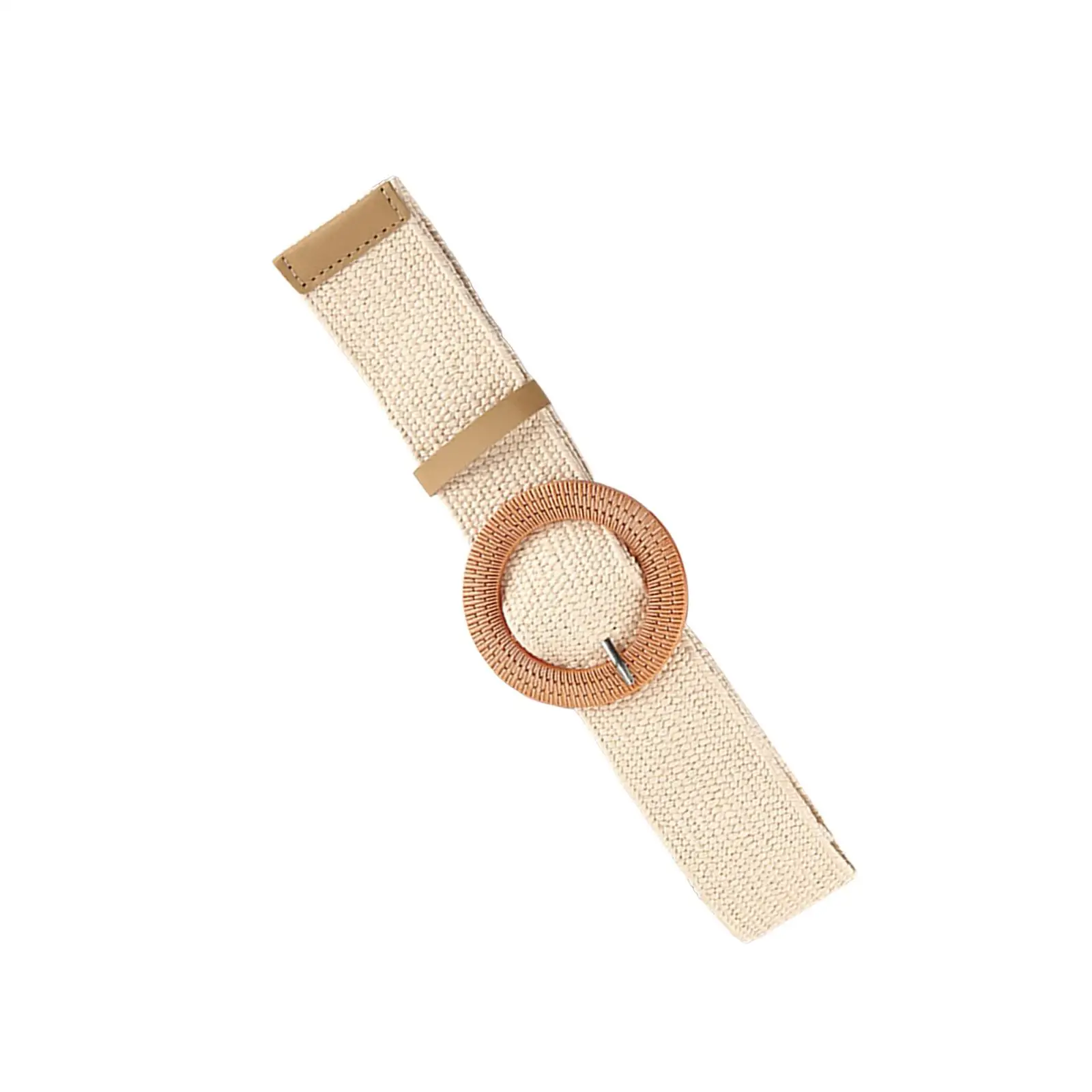 Stro Geweven Riem Decoratieve Riem Casual Dame Taille Riem Rond Houten Gesp