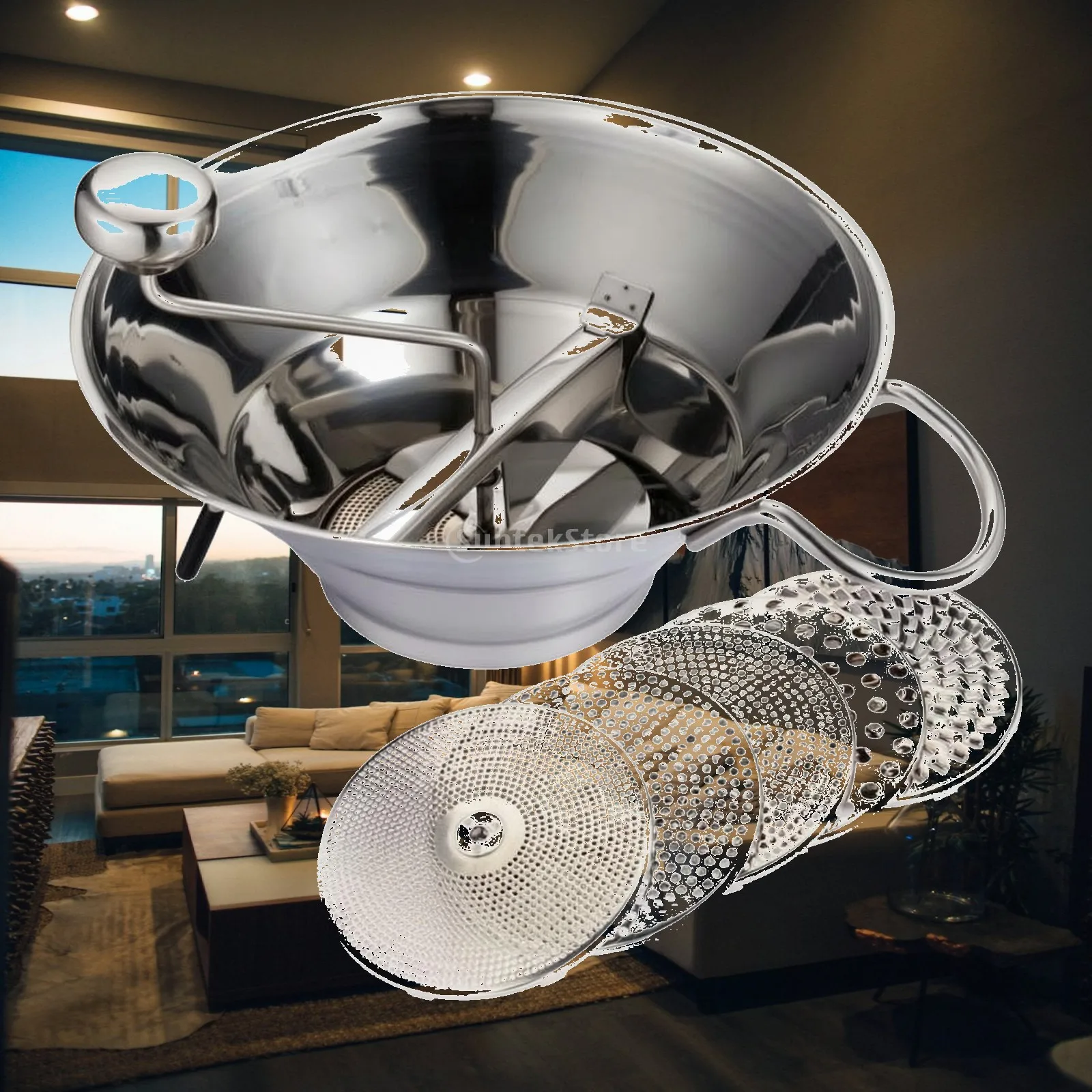 Stainless Steel Manual Grain Mill Food Grinder Industrial Kitchen Tool for Mashed Vegetables Sauces and Homemade Baby Food