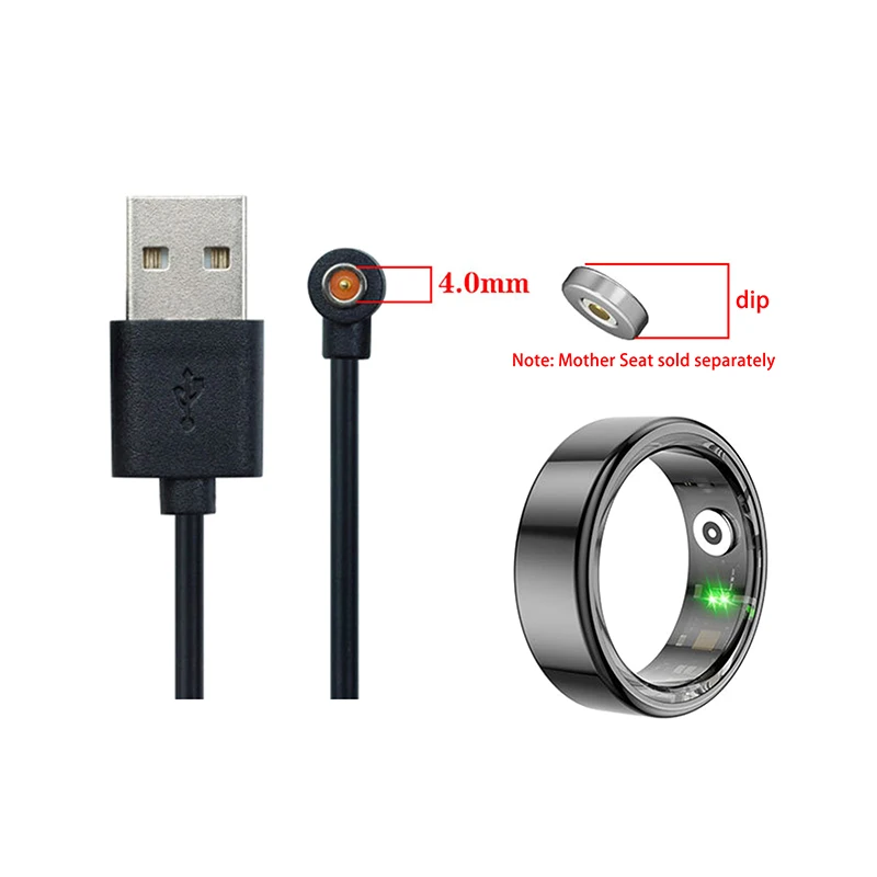

2-контактный USB-кабель для зарядки, шнур, разъем для зарядки док-станции Smart Ring, магнитный разъем 4 мм, умное кольцо, адаптер питания, аксессуары для проводов