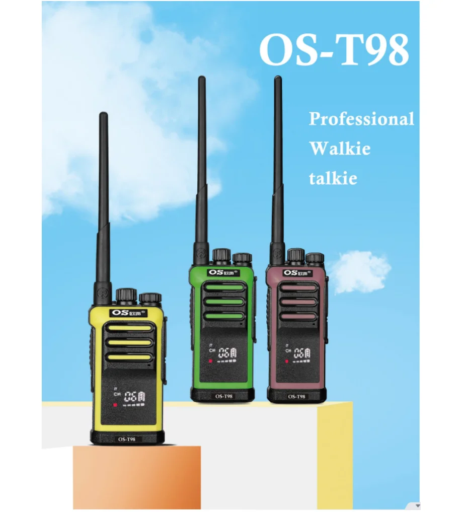 Global Hot Selling OS-T98 LED Display VOX  Walkie Talkie PMR 400-520Mhz Portable 10w Long Distance Rechargeable Two Way Radio