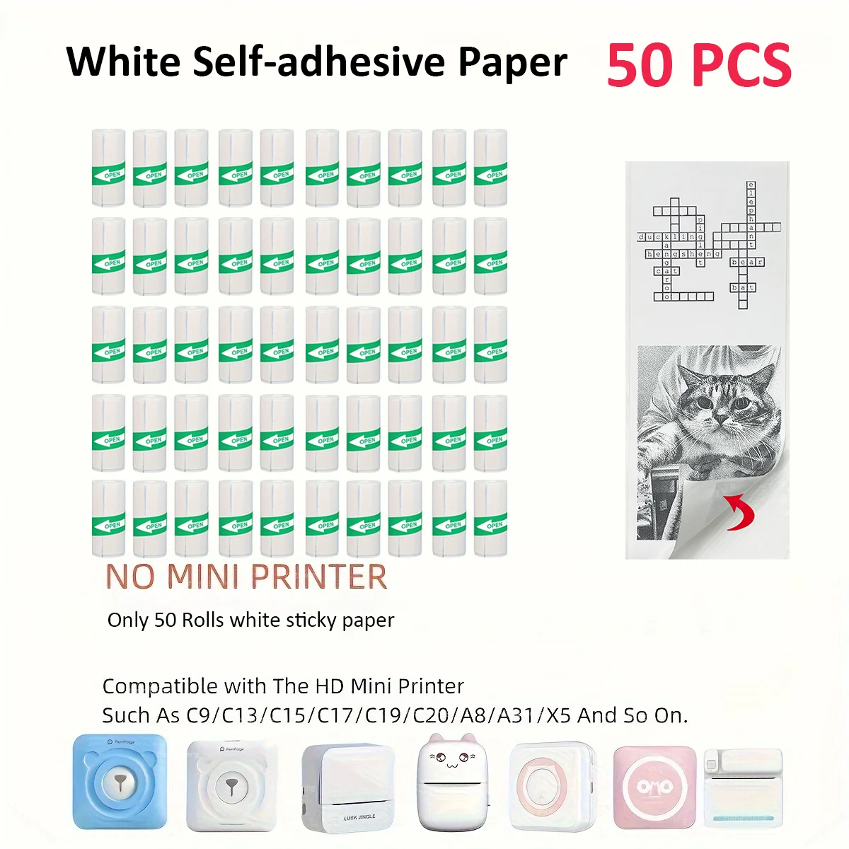 

Thermal Paper MINI Printing 50PCS Wholesale Self-adhesive Label Sticker For Mini Printer Stickers scrapbook For peripage T02 M02