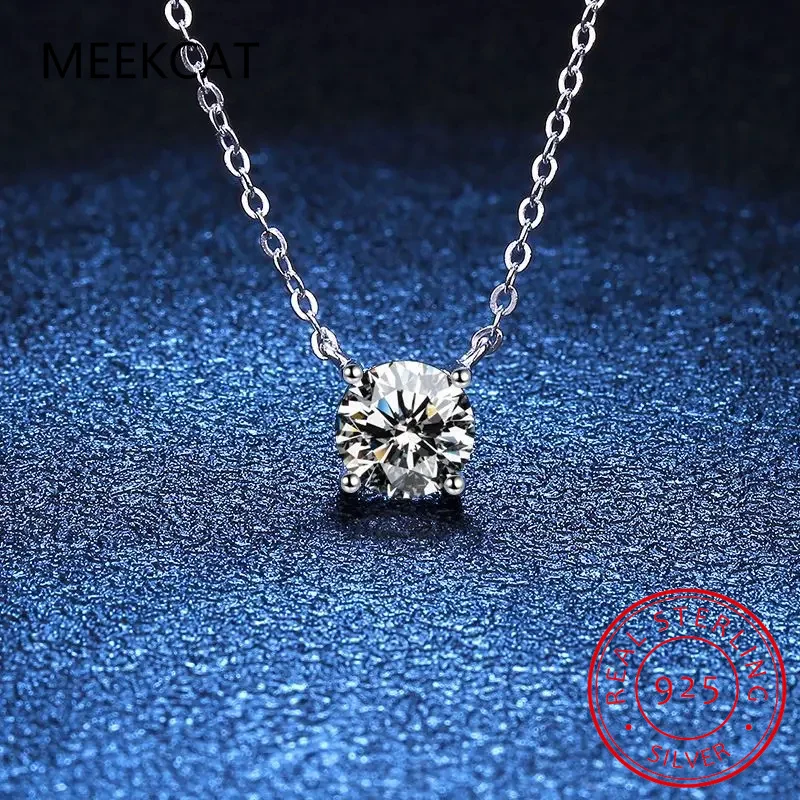 1-5CT Rose Gold Color Moissanite Necklace for Women D Color Sparkling Classic Lab Diamon Pendant Sterling Silver 925 GRA