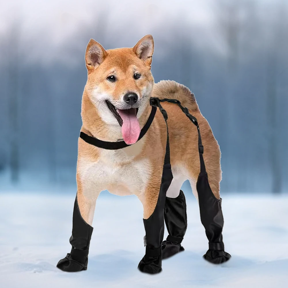 Outdoor Walking Dog Boot Leggings for Small Medium Large Dogs Suspender Boots Waterproof Snowy Dog Paw Protects Boot Covers