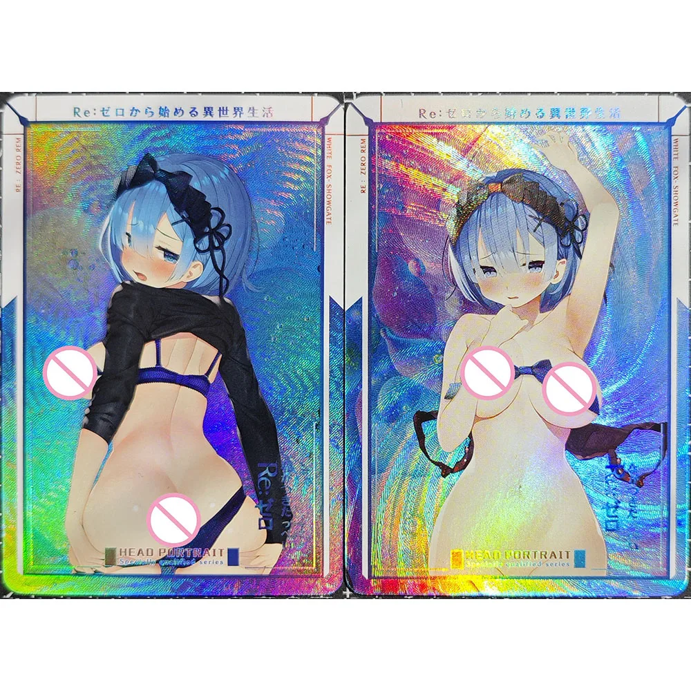 Anime Goddess Story DIY ACG Rem World Zero Collection Sexy Nude Flash Card Boy Game Toy Collectible Card Christmas Birthday Gift