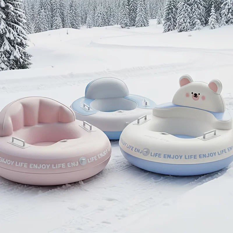 press-to-inflate-pvc-snow-tube-with-ski-board-dual-handles-backrest-design-foldable-low-temperature-resistant-winter-snow-play