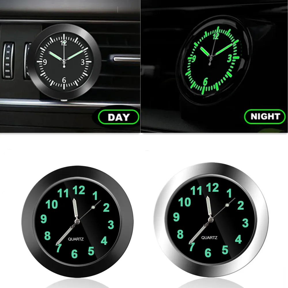 

Car Dashboard Auto Panel Stick-On Luminous Clock Vehicle Air Outlet Mini Digital Watches Motorcycle Bicycle Electronic Timepiece