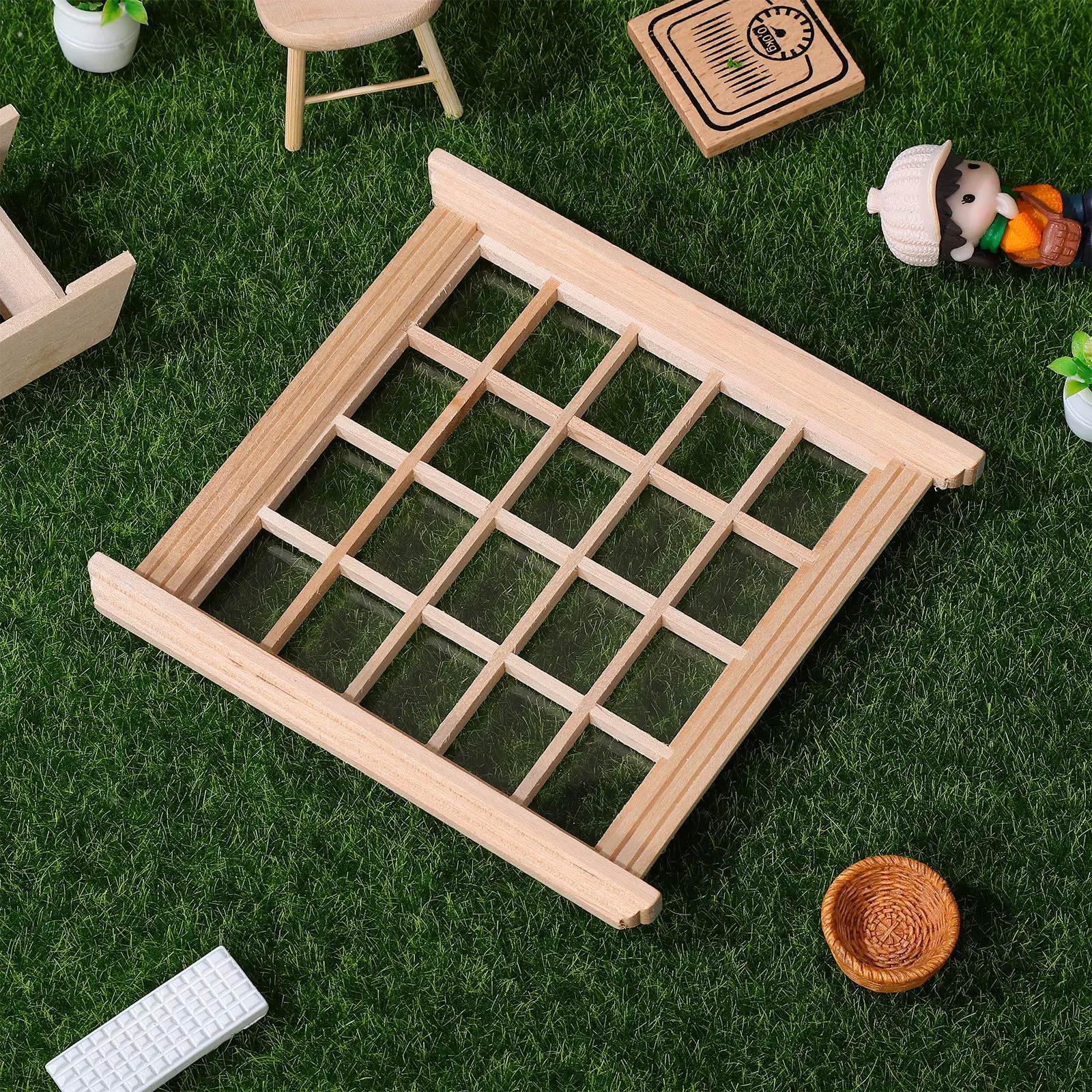 

Mini Wooden Window 20 Pane Blank Small House Decor Miniature Window Frame Accessories Home Decoration House Accessories