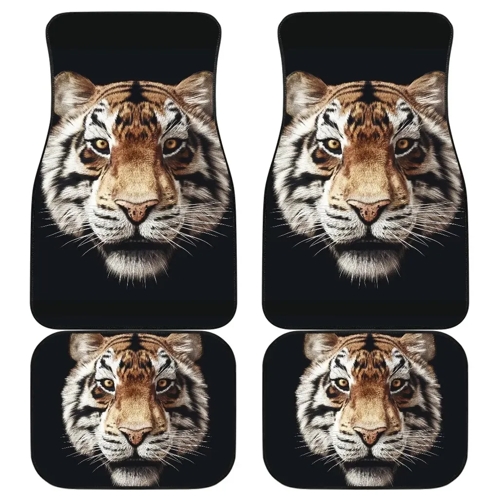 Tiger Front And Back Car Mats Rubber Material Waterproof Antifouling Interior 4 Sets Protection Accessories