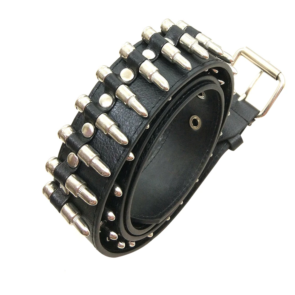 

Bullet Belt for Men Punk Artificial Waistband Black Color Fashion Ratchet Belts Folk-custom Suitable Leisure Workplace