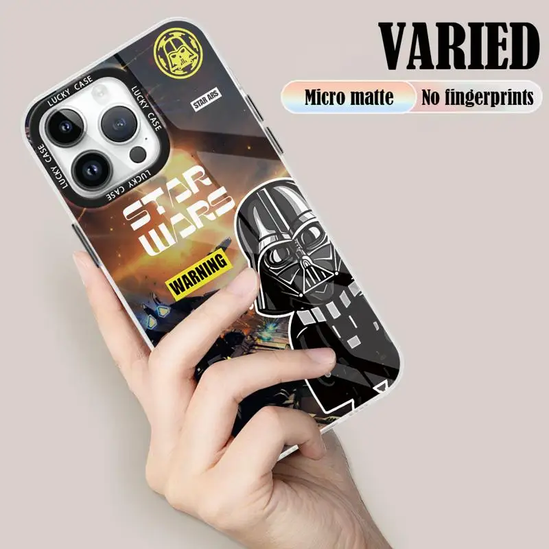 StarWars Phone Case For Apple iPhone 15 11 13 14 Pro Max 12 14 Plus 14Pro Matte Gradient Color Laser Coque