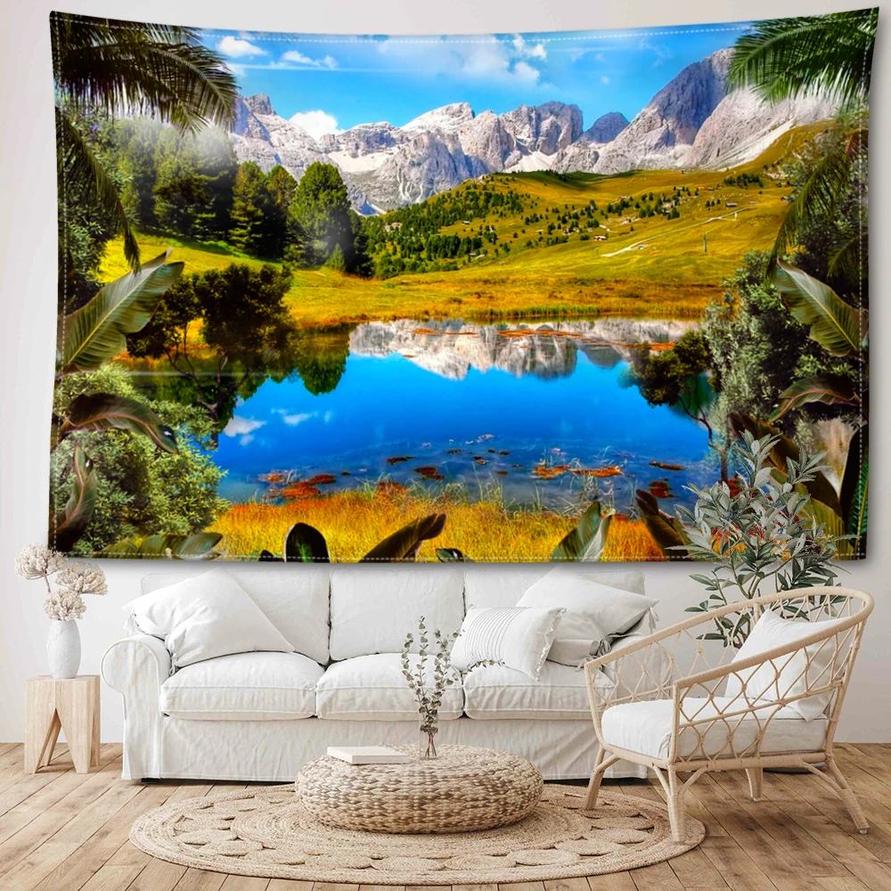 Mountains, rivers, stones, landscapes, printed tapestries, modern style decorative wall hanging art wall hanging patterns