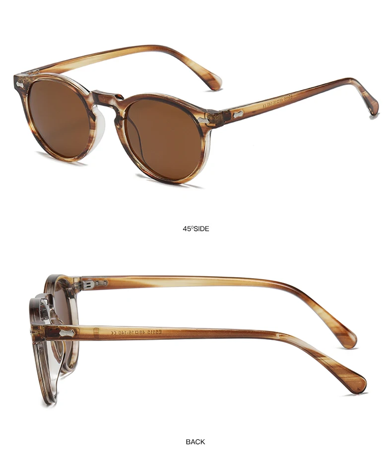 Retro Runde Polarisierte Sonnenbrille Damen Mode Nieten Vintage UV400 Party Trendige Shades Herren Punk Eyewear Leopard Sonnenbrille – Detail 28