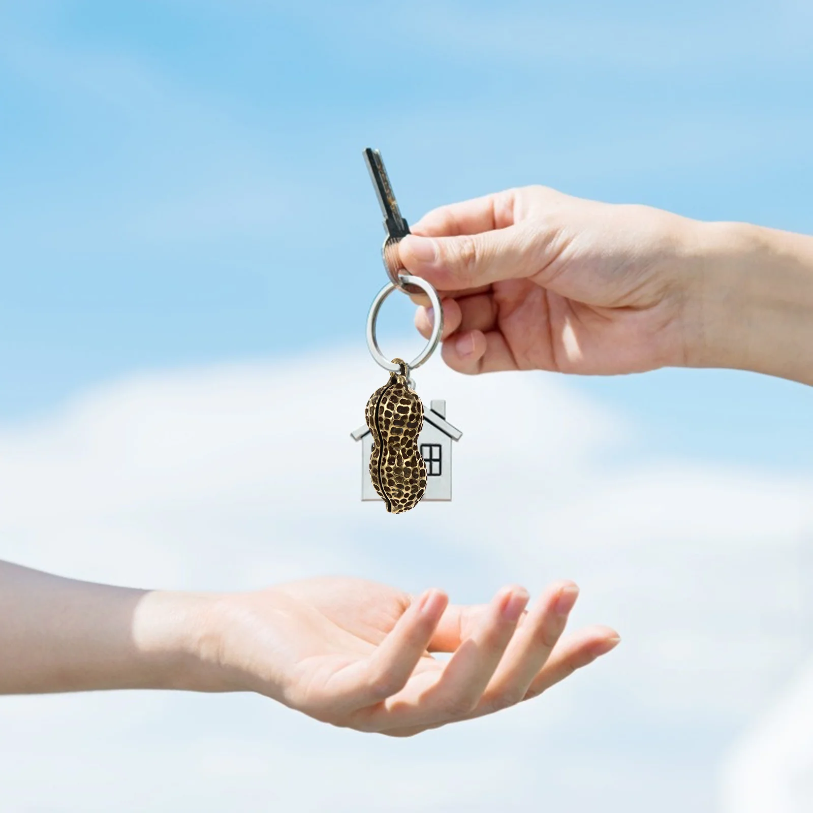 

2Pcs Creative Key Chain Pendant Brass Material 46mm Long 16mm Wide Elegant Small Size for Car Keys Handbag Purse Decoration