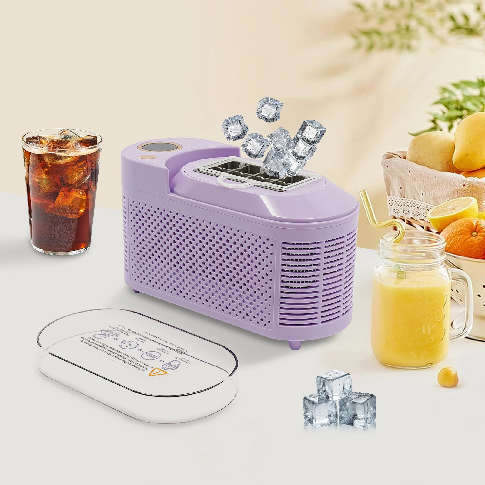 Portable 8-Cube Ice Maker,Fast 10-Minute Ice Production,Dual-Core Semiconductor Technology,12V Car/ Home Use,Ultra-Quiet 60dB