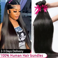 30 40 Inch Bone Straight Human Hair Weave Bundles 16A Brazilian Natural Color 1 3 4 Pcs 100% Raw Human Hair Bundles Extensions