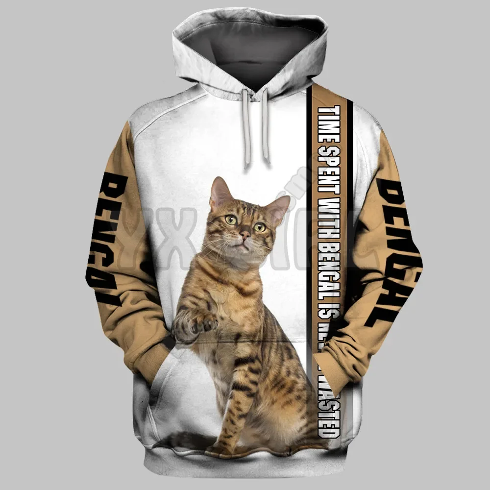 Time Spent With Bengal Is Never Wasted 3D Printed Hoodies  Unisex Pullovers Funny Dog Hoodie Casual Street Tracksuit