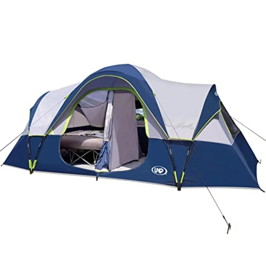 

Camping Tent for Family Use, Polyester Fabric, Gray, Easy Setup with 5 Mesh Windows, Double-Layer Waterproof Weather-Resistant