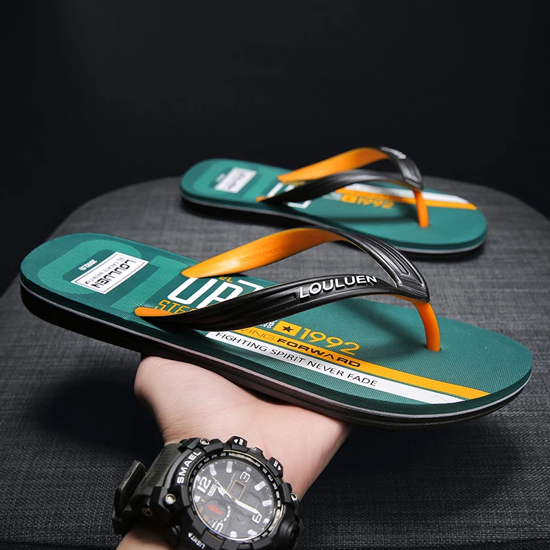 

Youth Trendy EVA Sports Slippers Men's Summer Outdoor Anti-Slip Sandals Breathable Flat Heel PVC Bottom Flip Flops for Beach ...
