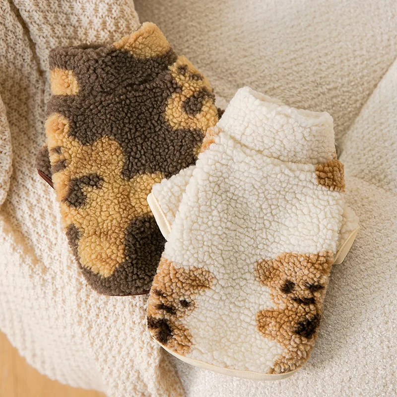 

Cute Bear Lamb Wool Stand Collar Cardigan Autumn Winter Dog Clothes Fashion Warm Dog Clothes Puppy Two Legs Clothing