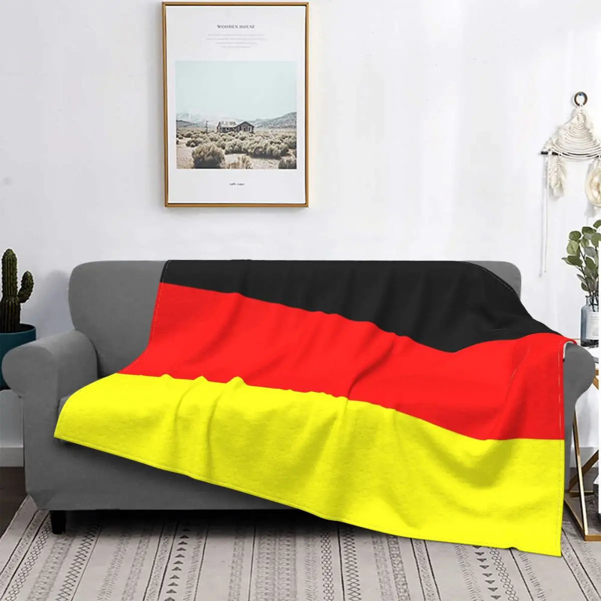 

Fashion German Flag Pattern Blanket Flannel Decor Multifunctional Warm Blanket Bed Travel Plush Thin Quilt