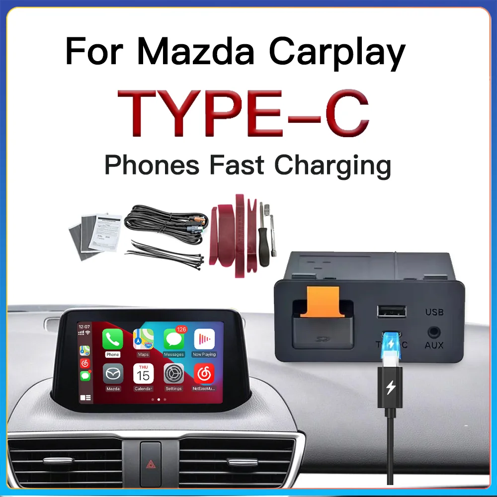 TYPE-C CarPlay Android Auto HUB hub OEM Retrofit USB for Mazda 2 3 6 CX3 CX5 CX8 CX9 MX5 Miata Demio TK78669U0C Kit