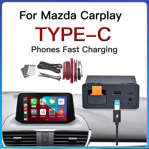 TYPE-C CarPlay Android Auto HUB OEM Retrofit USB para Mazda 2 3 6 CX3 CX5 CX8 CX9 MX5 Miata Demio TK78669U0C Kit