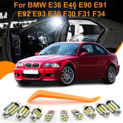자동차 LED 인테리어 조명 Canbus, 돔 읽기 트렁크 램프, BMW 시리즈 3 E36 E46 E90 E91 투어링 E92 E93 E30 F30 F31 F34 액세서리