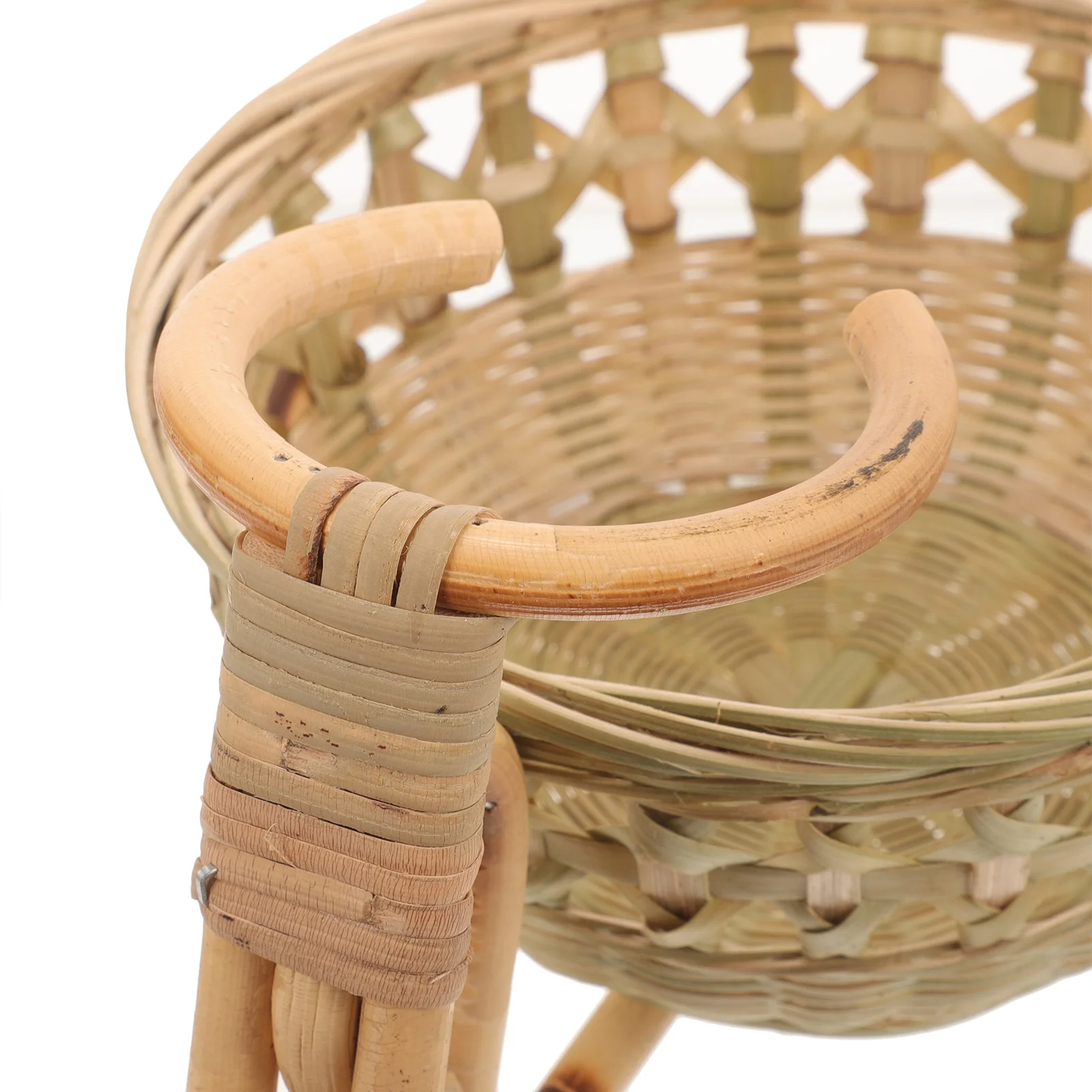 

Small Woven Tricycle Basket Bamboo Storage Decor Ideal for Desktop Home Decor Living Room Bedroom Farmhouse Style Ornament