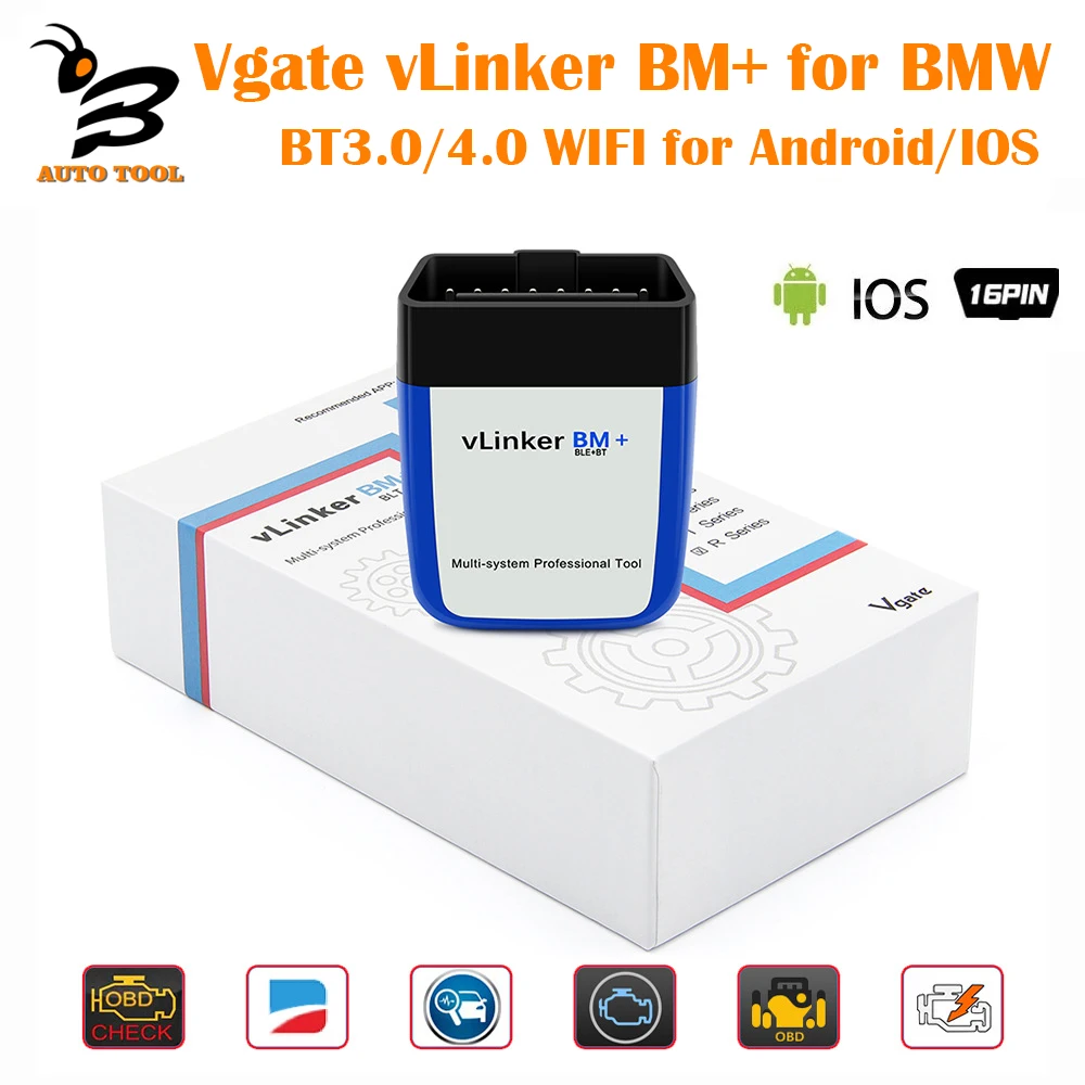 

Vgate VLinker BM+ ELM327 V2.2 OBD2 Scanner for BMW BT 3.0/4.0 Wifi Car Diagnostic Tool Auto Scan ELM 327 ODB2 for Bimmercode