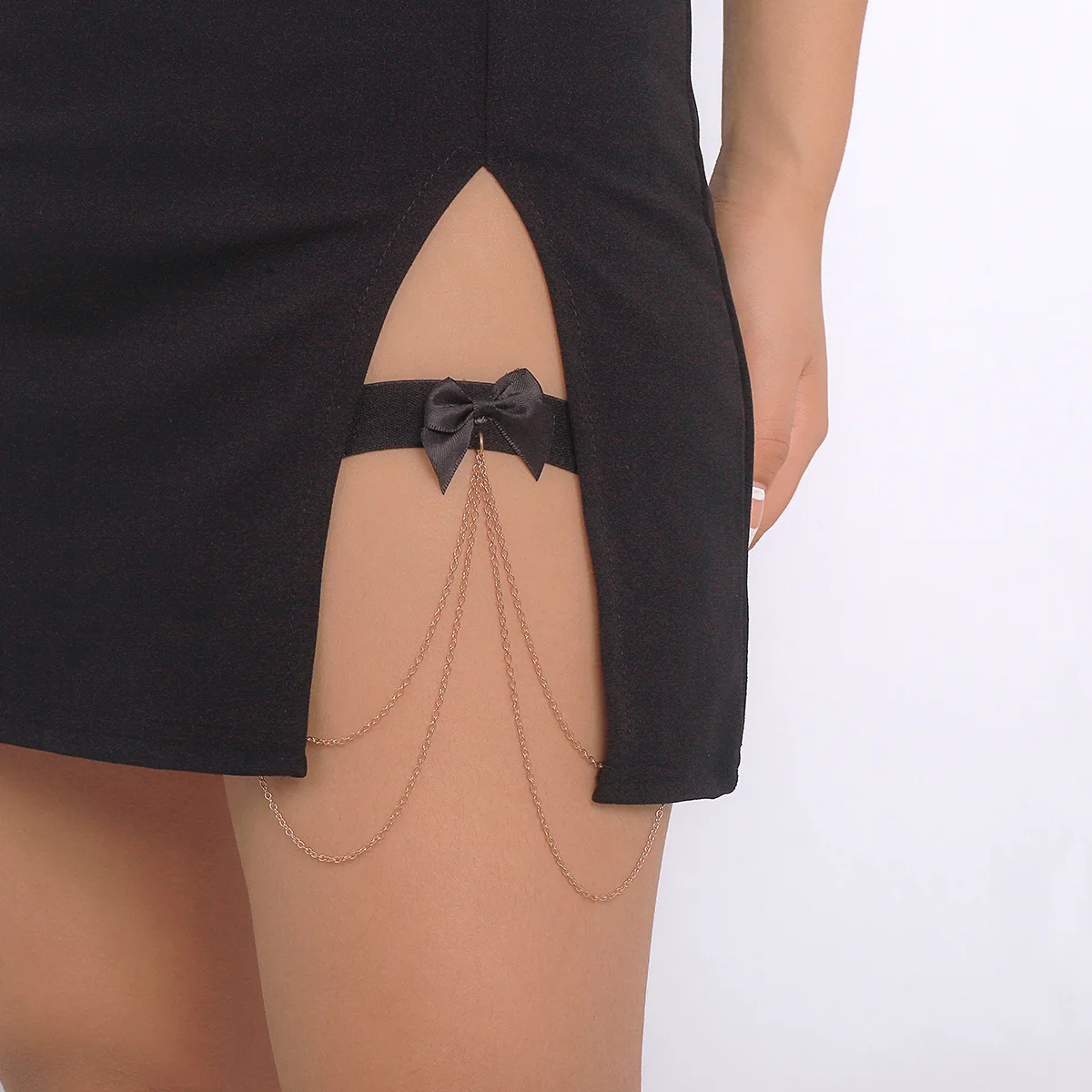 Festive Fashion Ring Elastic Belt Bow Tassel Leg Chain Leg Ring for Women