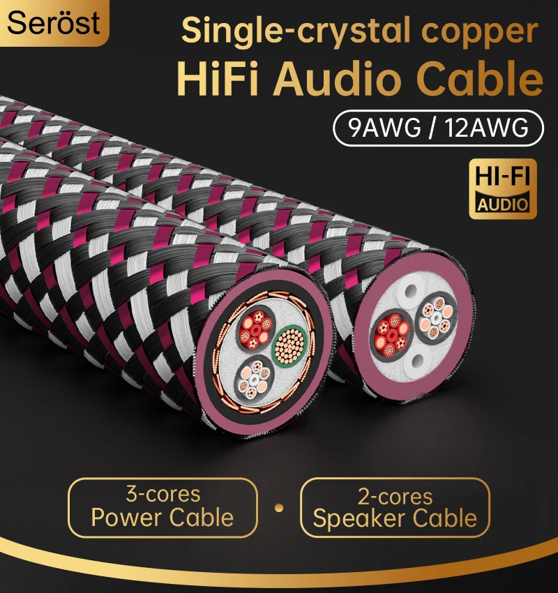 Serost Moon HiFi Audio Einzelkristall-Kupferkabel 9AWG 12AWG 99,9999% OCC für DIY-Verstärker- und Lautsprecher-Verbindungskabel – Detail 2