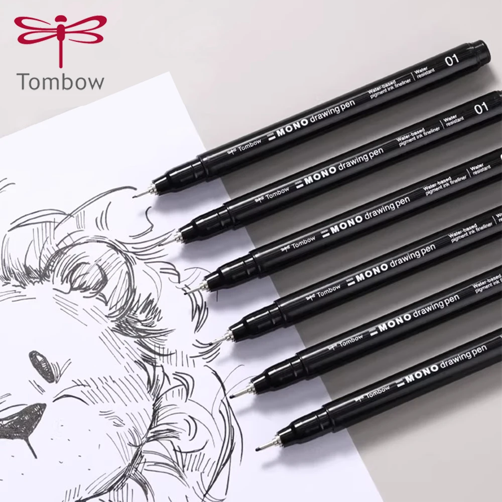 3pcs Japan Tombow Porous-Point Pens Art WS-EFL-H Waterproof Hook Sketching Watercolor Manga Engineering Drawing Office Supplies