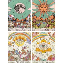 Tarot Sun Moon & Stars Zestaw do malowania diamentami dla dorosłych, pełne wiertło diamentowe 5D, okrągłe malowanie diamentowe dla początkujących dorosłych