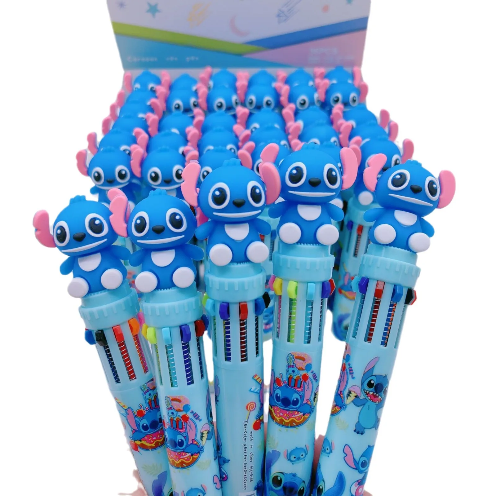 Disney Anime Stitch Figure Lilo 10 Color Press Ballpoint Pen Student Graffiti Multicolor Pen Back To School Pen Stationery Gift