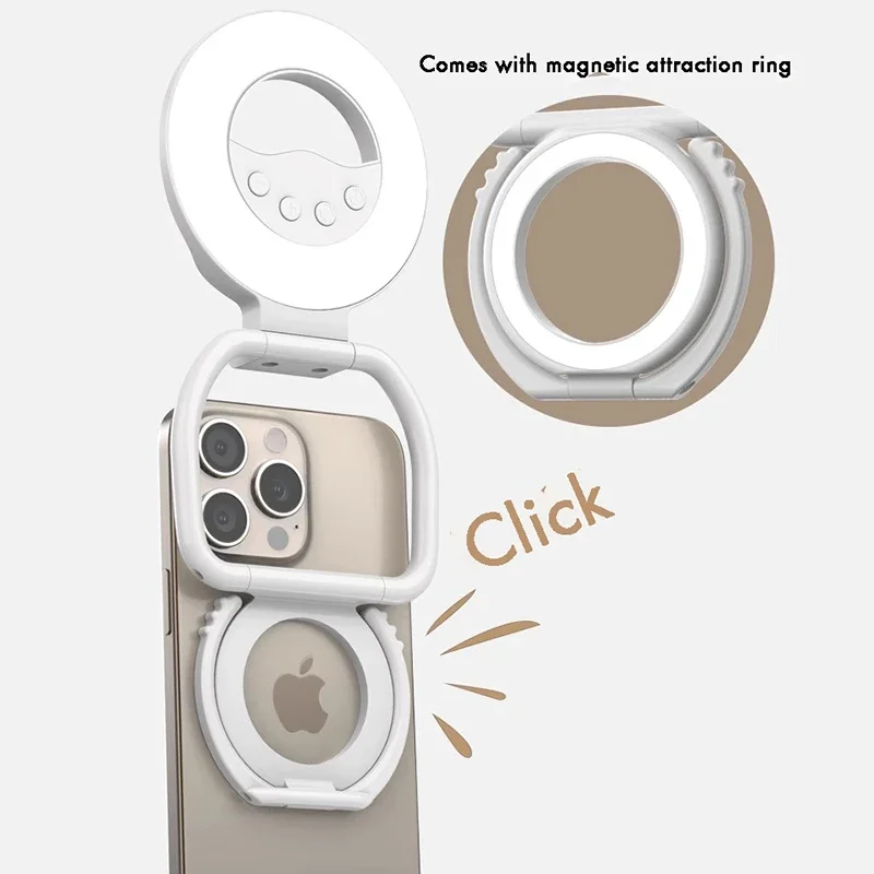 NEW Folding 360 Rotation Magsafe Magnetic Fill Light Ring Light with phone holder for phone Vlogs Photography Video Conference