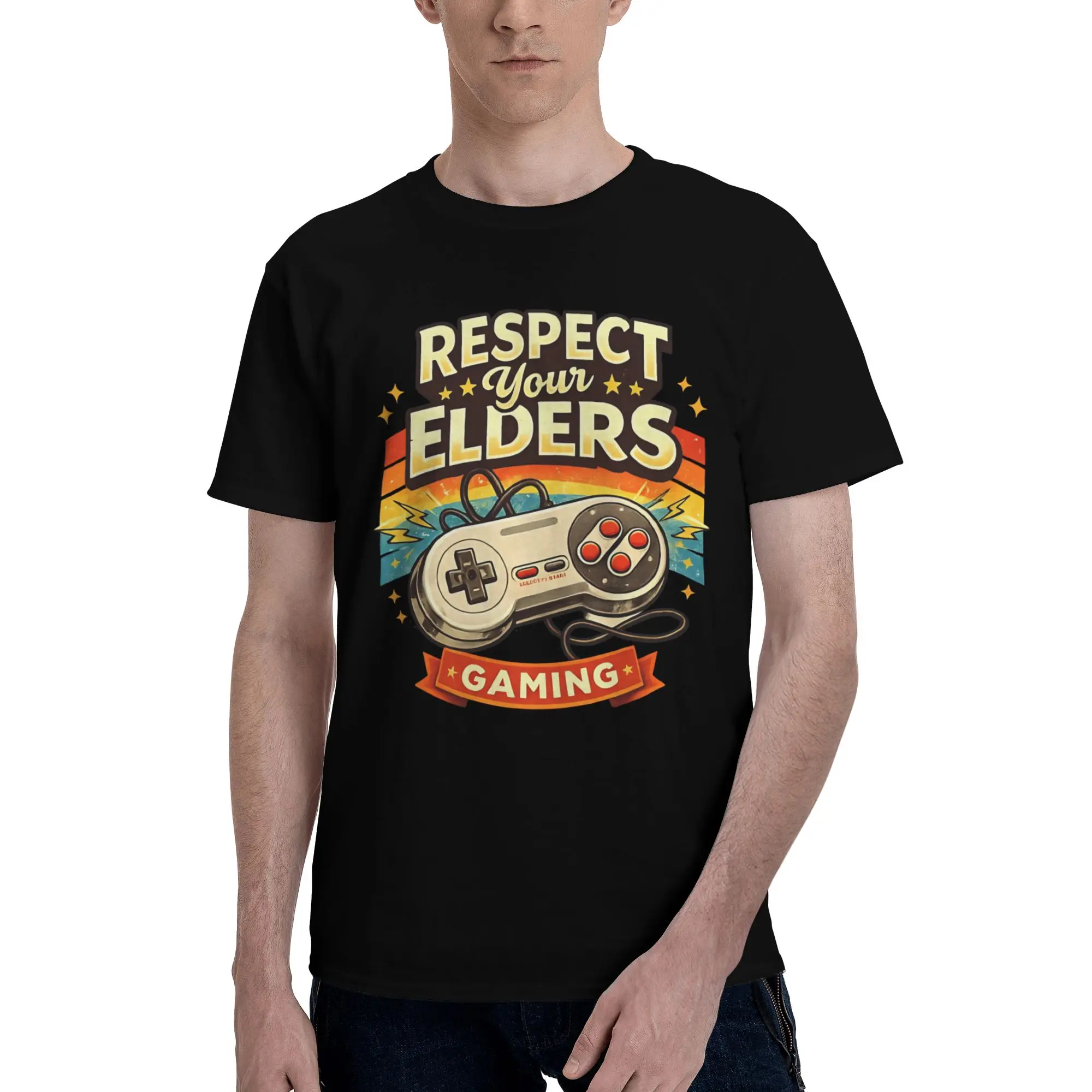 Respect Your Elders Gaming Tee Shirt for Men Women Gift Idea T Shirts  100% Cotton Clothing