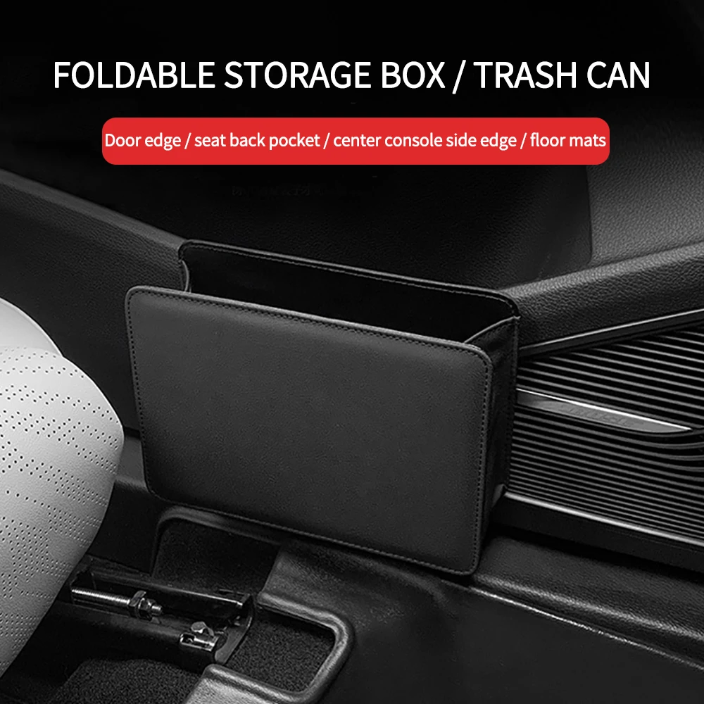 Car Trash Can Leather Storage Case Back Clip Style Car Garbage Organizer for Auto Door Seat Back Hanging Car Trash Bin