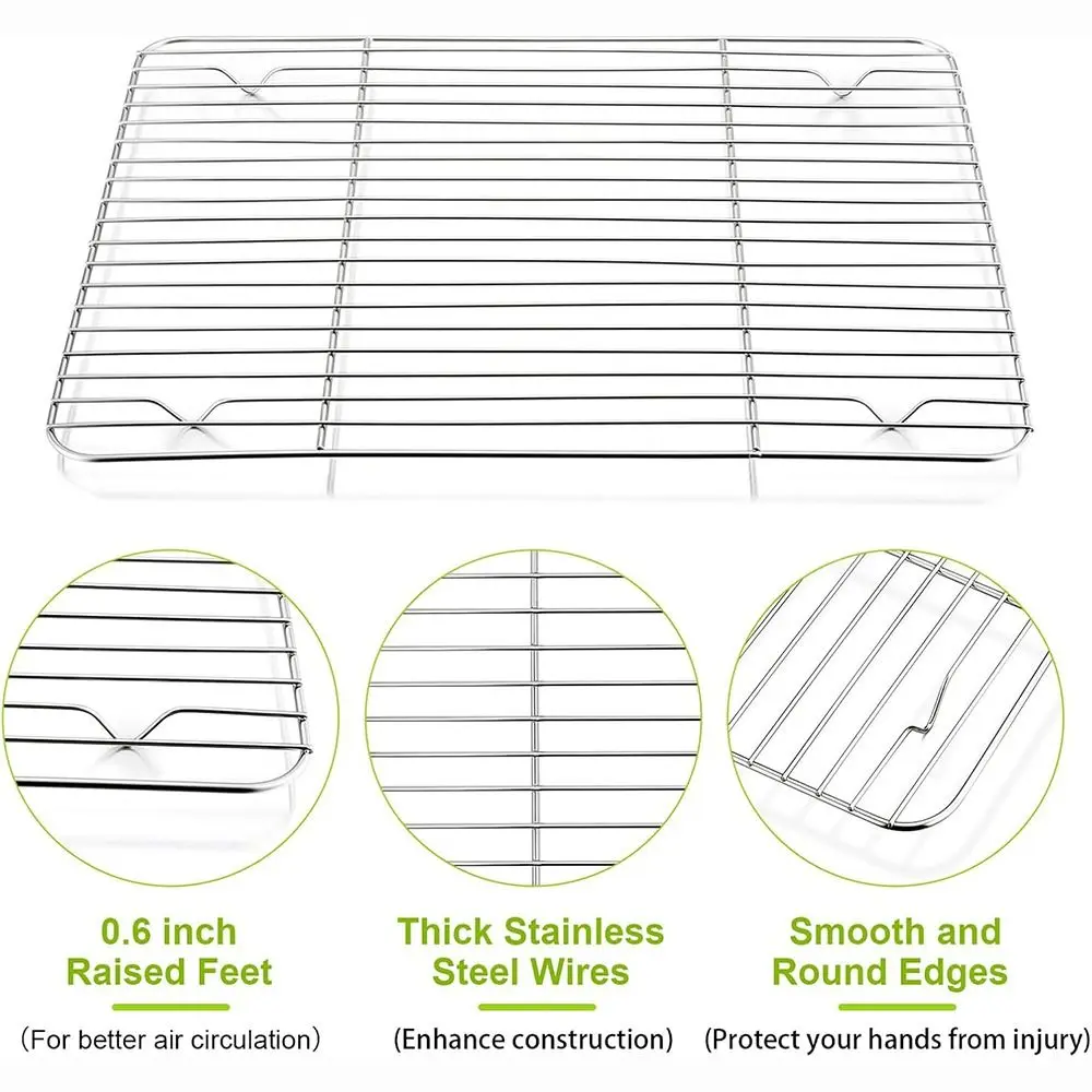 New Stainless Steel Cooling Rack Dense Wires Easy to Clean Baking Rack Smooth Edge Barbecue Cooking Mesh Shelf Grilling