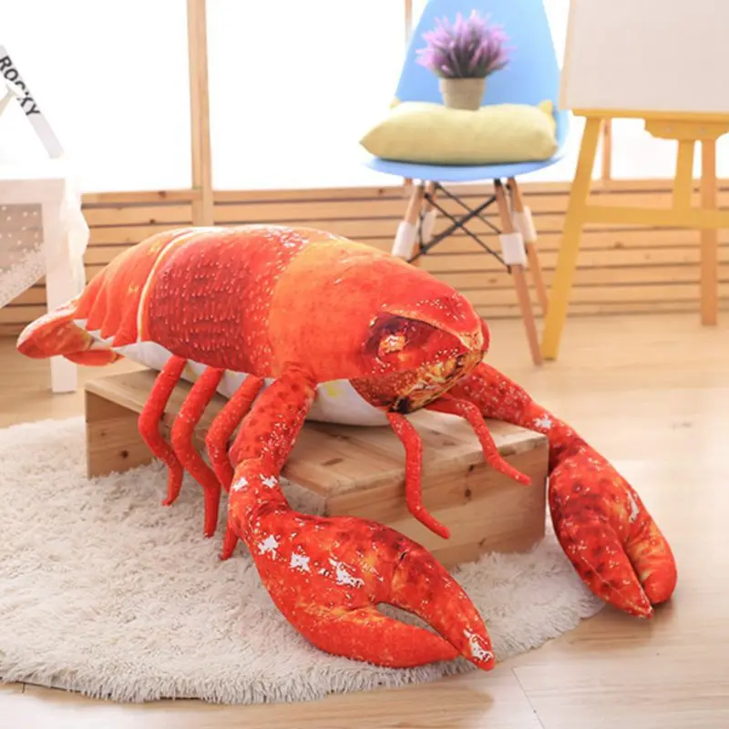 1PC Simulation Lobster Plush Toy Lifelike Lobster Doll Stuffed Sea Animal Soft Pillow Creative Room Decor Funny Gift For Friends