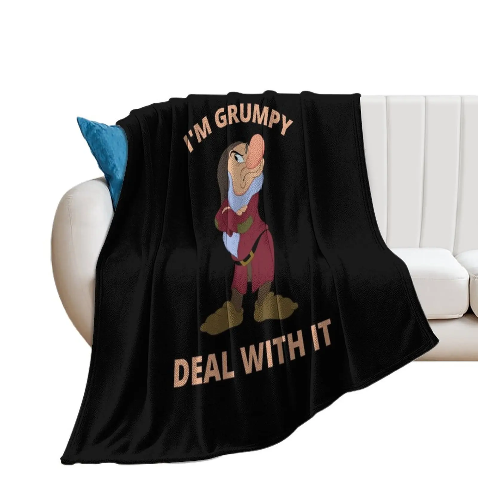 I'm Grumpy Deal With It Funny Saying Throw Blanket Sofas Hair Blankets