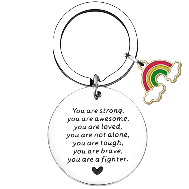 Cute Cancer Survivor Fighter Keychain Surgery Breast Cancer Inspirational Key Chain Pendant Jewelry Friends Recovery Gifts