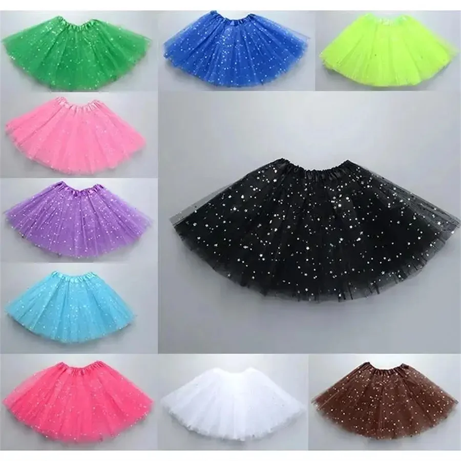 Girls Tulle Star Short Tutu Skirt Children Fancy Ballet Dancewear Party Costume Ball Gown Mini Skirt