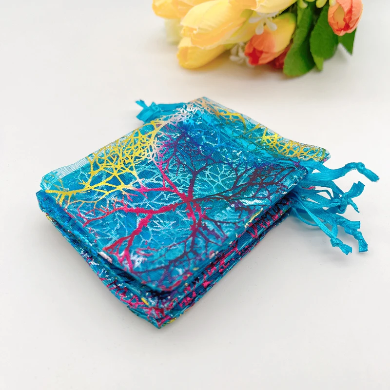 

1000pcs Blue Coral Sachet Storage Bag Organza Gift Bag Jewelry Packaging Bags Blue Drawstring Gift Bags Wedding Packaging Pouch