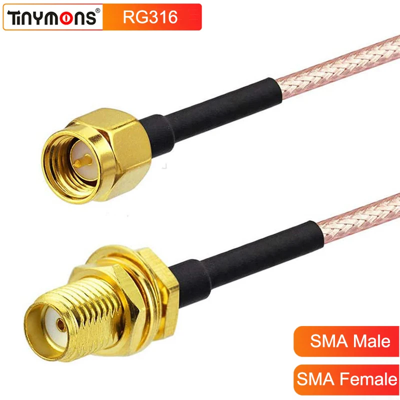 Coaxial RG316 SMA Male Plug to SMA Female Jack Bulkhead Connector RF Pigtail Coax Jumper Cable 15cm 6''