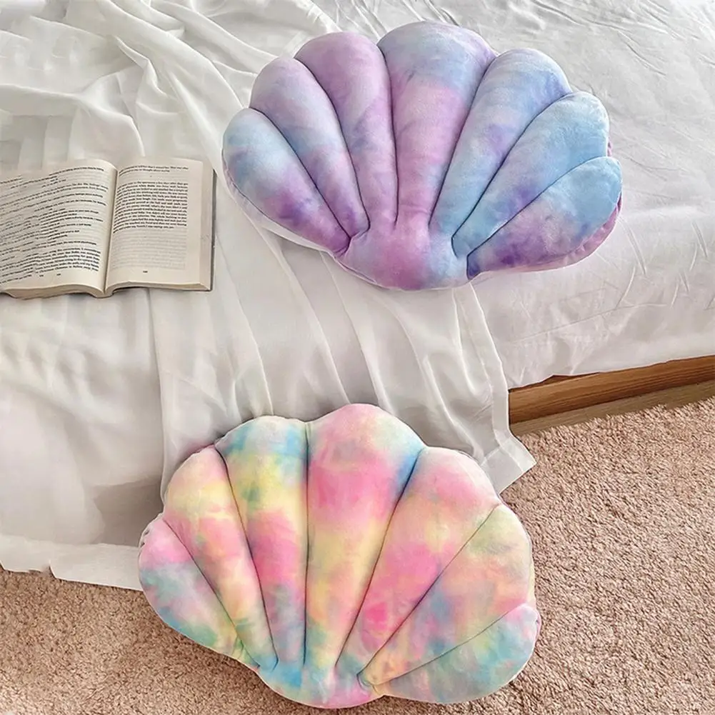 1Pc Throw Pillow Colorful Seashell Shape Fully Filling Plush Stuff Toy Ocean Theme Elastic Sofa Bed Decoration Office Nap Pillow